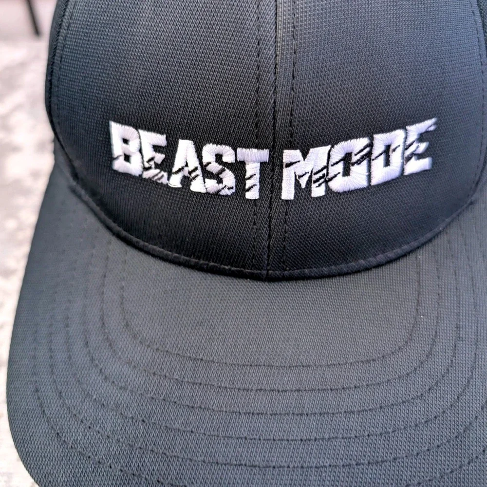 Sport-Tek Beast Mode Black‎ Baseball Cap Hat Adjustable Hook Loop Strap Mens